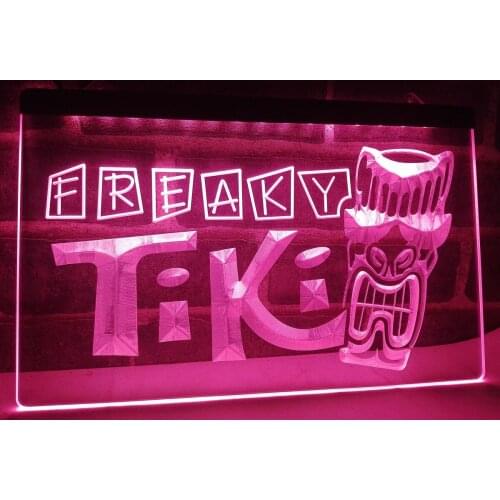 LM092- Freaky Tiki Bar Mask Pub Beer LED Neon Light Sign home decor crafts