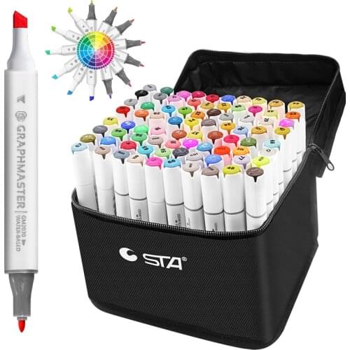 Watercolor Markers 36/48/60/80Colors Sketch Art Marker Pen 1.5 Times Ink Double Felt-Tip Twin Brush Pen Art Supplies School