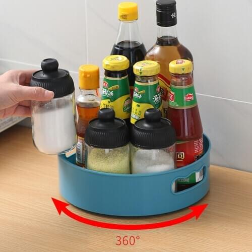 Multifunctional Storage Trays Box Rotatable Kitchen Storage Tray With Handle Make Organizer Seasoning Storage High Quality