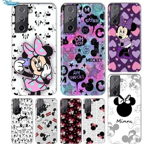Transparent Cover Disney Mickey mouse print For Samsung Galaxy S21 S10 S10e S9 S8 S7 S6 Plus Ultra Edge Soft Phone Case