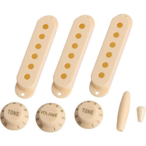 New Electric Guitar Plastic Pickup Cover Volume Tone Knob Switch Tip Set for Strat