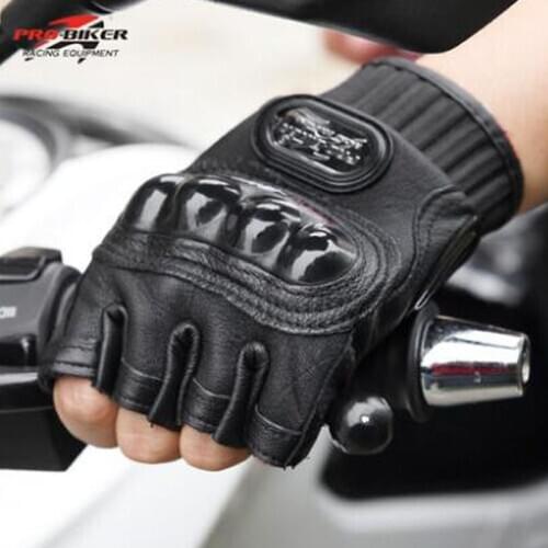 2018 New PRO-BIKER Motorcycle Gloves Sheepskin Leather Summer Kinght Riding Equipment Men Half Finger Motorbike Gloves