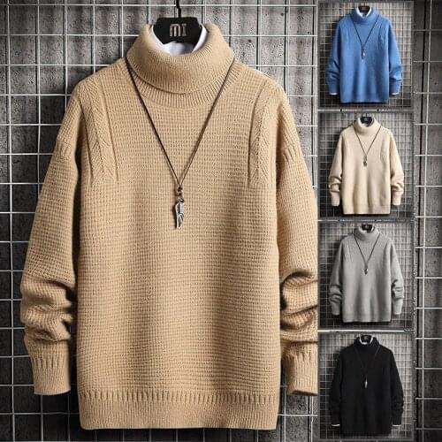New Knit Sweaters Korea MenS Turtleneck Long Sleeves Autumn Winter Pullover Knitted Casual Sweater Mens Clothes