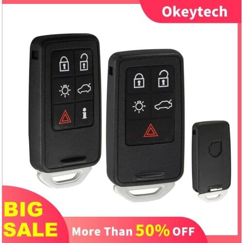 Okeytech 5/6 Button Smart Car Key Shell Case Fob For Volvo S60 V60 S80 XC70 XC60 V70 2008-2017 Remote Key Cover Car Accessories
