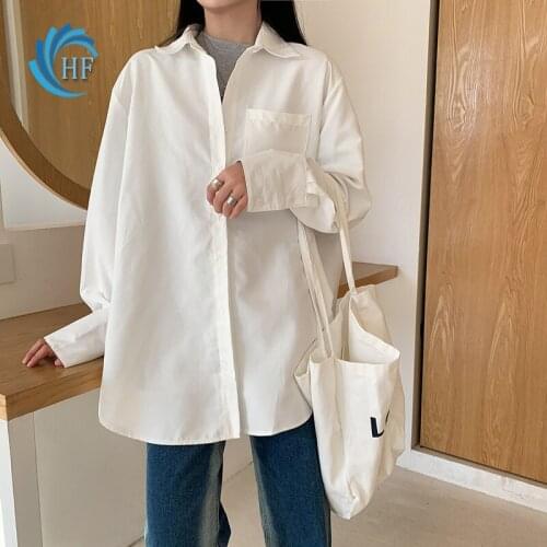 2021 Autumn Lining White Women Shirt New loose Shirt Long Sleeve Casual Tops All-match Button Shirt Jackets Girl Tshirt Clothes