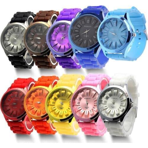 Couple Quartz Wrist Watches Boys Girls Geneva Silicone Jelly Golden Sports relogio saat
