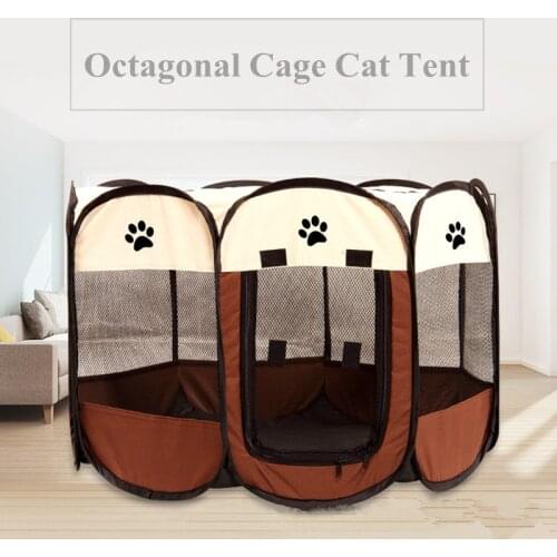 Portable Octagonal Cage Pet Tent Dog House For Cat Tent Playpen Puppy Kennel Easy Operation Fence Folding Outdoor Big Dogs House
