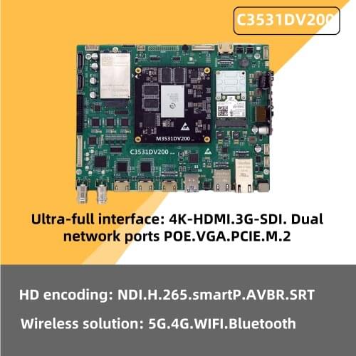 C3531DV200 DevelopmentS board NDI SRT Qualcomm 5G 4G 4*SDI 2*HDMI dual network card POE 8×1080P or 2×4K Simultaneous real-time e