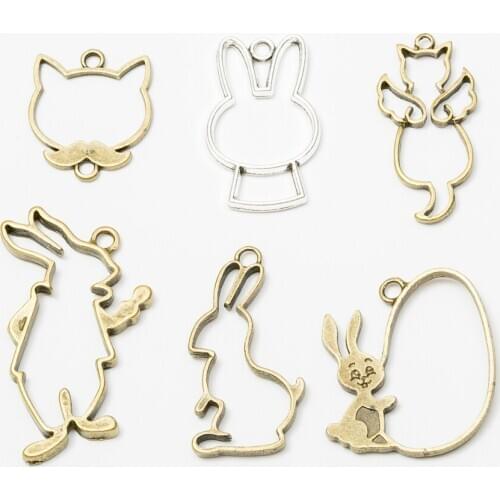 Hot sale zinc alloy, cat moon pendant, beveled metal frame, cabochon inlay, UV resin inlay, epoxy resin beads, accessories