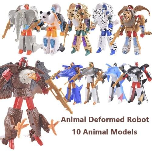 Animal Transform Robot Zoo Lion Tiger Eagle Souvenir The same childrens puzzle robot toy