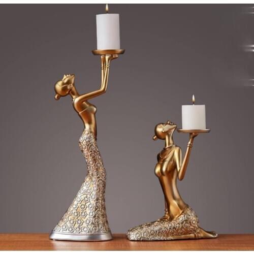 Nordic romantic golden Candlestick table retro light luxury household candlelight dinner Candlestick decoration candle holders