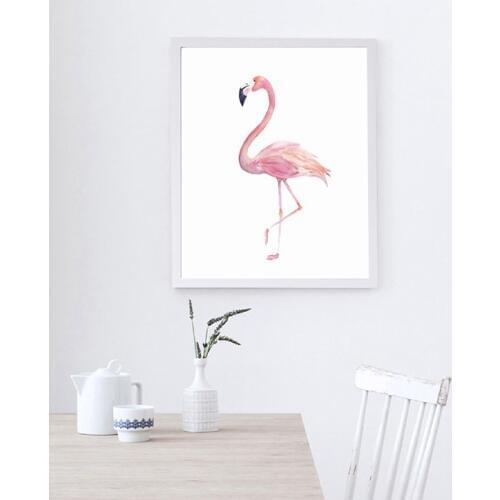 Nordic Pink Watercolor Flamingo Canvas Painting Print Poster Picture Bedroom Home Wall Art Painting Decoration Can Be Customized
