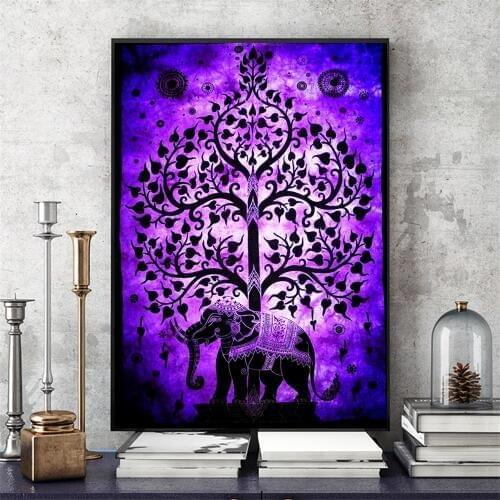 Thailand Elephant And Tree Canvas Art Print Painting Poster Wall Picture For Living Room Home Decorative Bedroom Decor No Frame