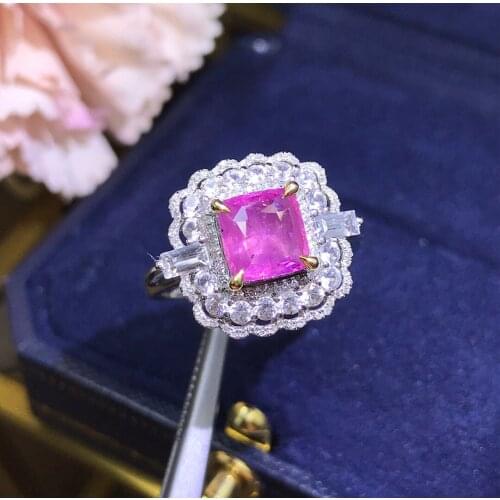 XHD430 Solid 18K Gold Nature Pink Sapphire 1.59ct Rings for Women Fine Jewelry Presents the Six-word Admonition