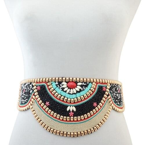 Bohemian Ethnic Retro Adjustable Belt Waist Chain Belly Chain Inlaid Natural Turquoise Stone Resin Beads Charm Jewelry For Women