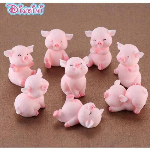 1pc Artificial Pig Model Animal action Figures Miniature Figurine Fairy home Garden Wedding Doll Decoration Accessory toy gift