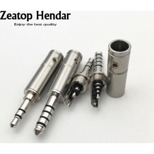 2Pcs Copper 3.5 / 4.4 Audio Plug Non Magnetic Rhodium Plated 3.5mm 3Pole / 4.4mm 5Pole Male Jack HiFi DIY Solder Wire Connector