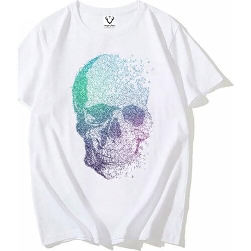 2021 Summer Fashion Skull Melodic Short Sleeve Boy T-shirts Funny Musical note design T Shirt mens Graphic Homme Tee T-Shirt