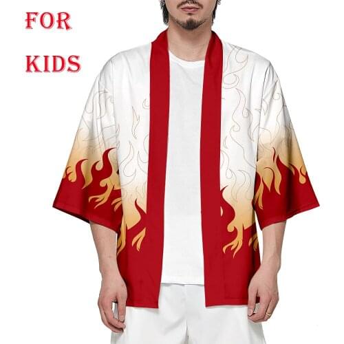 23 Styles Anime Demon Slayer Cosplay Costume Hashibira Inosuke Rengoku Kyoujurou Haori Cloak Size 110-160 Party Role Play Kids
