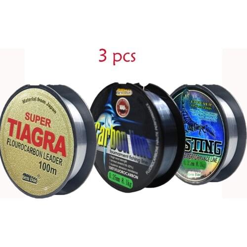 3Pcs 100M Fluorocarbon Coated LineJapanese raw material Super Strong Sea Fishing Sinking Carp Fishing Line
