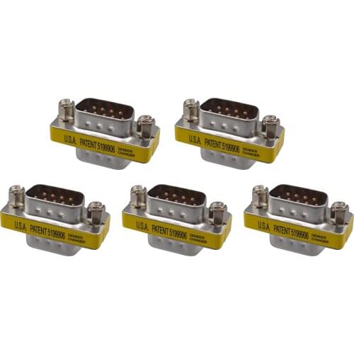 5Pcs Serial RS232 9Pin DB9 Male to Male Gender Changer Adapter Converter