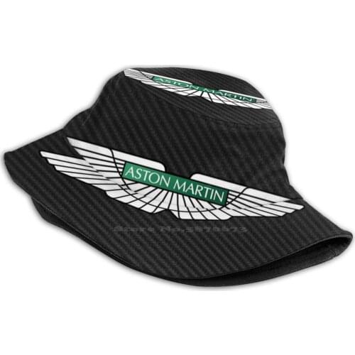 Aston Logo On Carbon Background Unisex Fashion Women Men Breathable Bucket Hats Formula Retro Circuit Williams Senna Radically