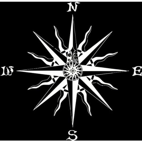 Car Sticker NSWE Rose Compass Fashion Vinyl Car Sticker Black/silver Car Sticker 20CM*20CM