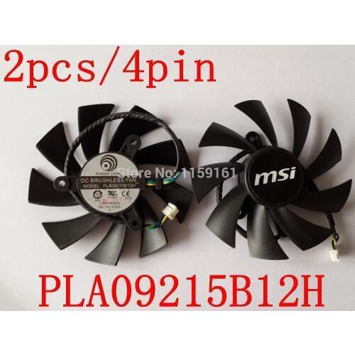 Free Shipping 2pcs/lot PLA09215B12H 12V 0.55A 87mm For MSI N560 570 580GTX HD6870 Graphics Card Cooling Fan 4Wire 4Pin