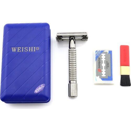 WEISHI Butterfly Safety Razor Double Edge Shaving Razor 9306-C Gun color Excellent quality 100PCS/LOT NEW