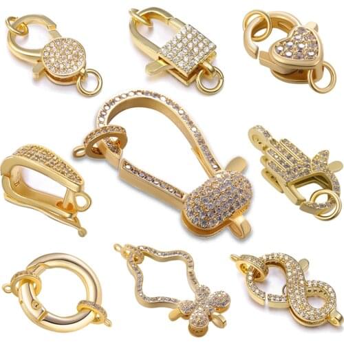 DIY Jewelry Decorative Clasps AAA Cubic Zirconia Screw Lobster Clasp Fasteners For Women Handmade Jewelry Accessories Supplies