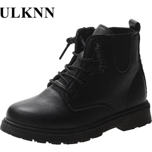 Childrens Martin Boots 2021 Autumn Winter New Girls Single Boots Boys Plus Cotton Shoes Leather Foreign Childrens Shoes