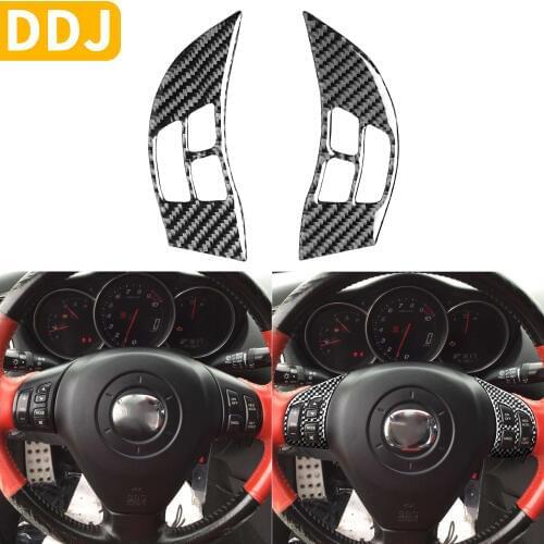 For Mazda RX8 RX-8 SE3P JM1FE 2004-2008 Steering Wheel Accent Button Panel Carbon Fiber Modified Trim Sticker Car Accessories