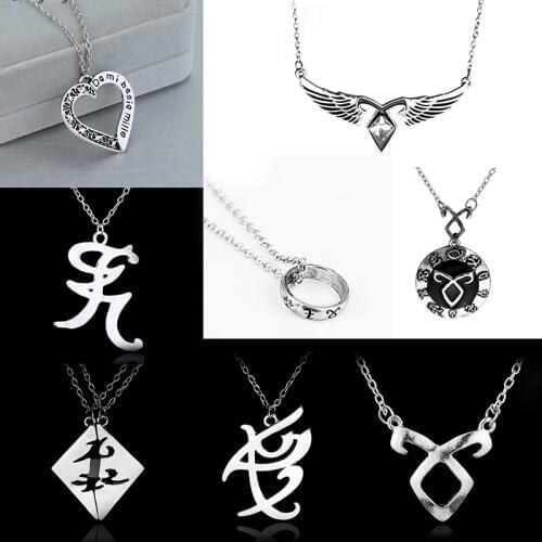 Dongsheng The Mortal Instruments City of Bones necklace vintage Angelic Power Runes Shadowhunters pendant men and women Gift -30