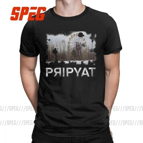 Vintage Chernobyl Russia T Shirt Mens Cotton Funny T-Shirt Round Collar Tee Shirt Short Sleeve Clothing Gift Idea Plus Size