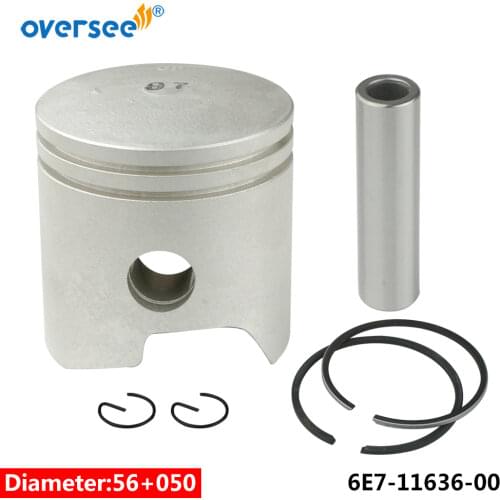 6E7-11636 Piston Kit +050 For Yamaha Outboard Parts 2T 682 63V 63W 684 Series 9.9HP 15HP D56.5MM Parsun Hidea 6E7-11636-00