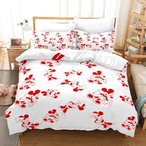 Minnie mouse Bedding Set Quilt Duvet Cover pillowcase mickey mouse cartoon Children bedclothes bed set Disney Home textile