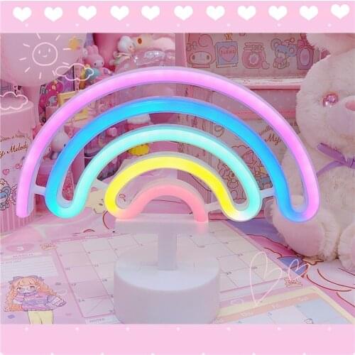 Colorful Rainbow LED Neon Sign Battery Powered Creative Neon Night Light Christmas Light Wall Lamp Decoration