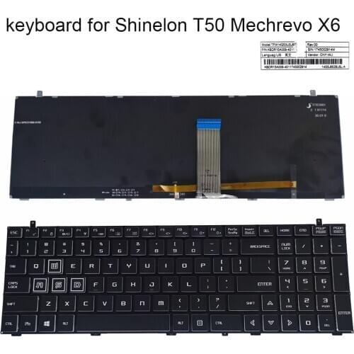 Latin English keyboard backlight FOR Shinelon T50 Mechrevo MR X6 X6S X6M X6E laptops keyboards light 002-12A36LHA13 14G5J852BUSL
