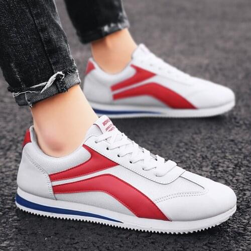 Summer Light Weight Sneakers Man Sports Shoes Men Sport Shoes Men Brands Chaussures Sport Homme Running White Red Trainers E-582