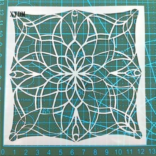 Mandala tile plastic mold shield DIY cake scrapbook stencils hollow Embellishments printing lace ruler Valentines Day