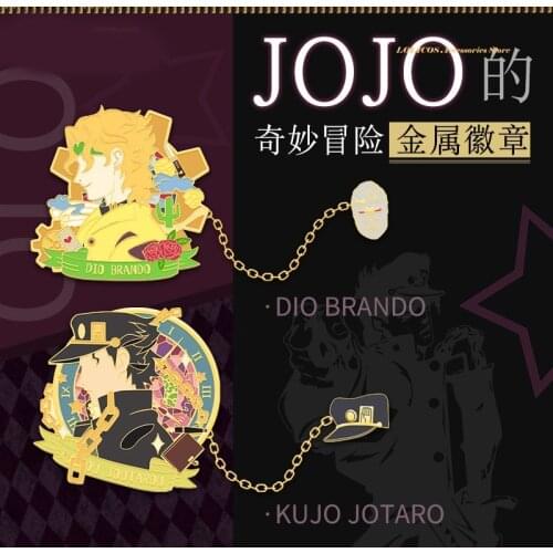 Anime JoJos Bizarre Adventure Souvenir Badge Dio Brando Kujo Jotaro Metal Pendant Button Brooch Pin Collection Xmas Gift