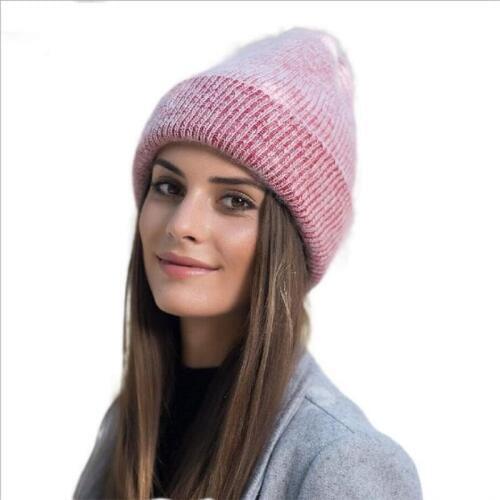 OZyc soft rabbit double knitting thick bonnet beanie caps solid warm winter hats for womens cap skullies beanies female hat