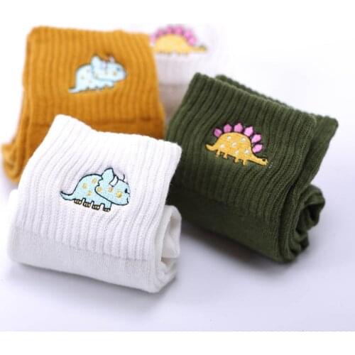 Fashion Cute Creative Dinosaur Embroidery Cotton Women Socks Top Quality Cartoon Funny Monster Socks Hot Lovely Fruits Socks
