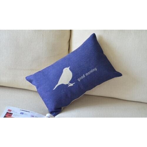 Nostalgic countryside Good morning bird pillow Linen Cotton Waist Pillow Cushion lumbar pillow Car Office Cushions Decor 30*50cm