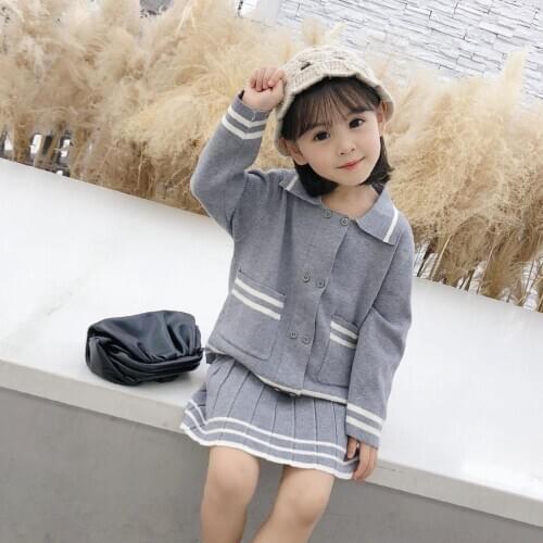 New Baby Girl Clothes Woollen Clothes For Girls Trousers Warm Suit Girls Baby Knitted Sweater Top + Skirts 2-Piece Set 2-6 Age