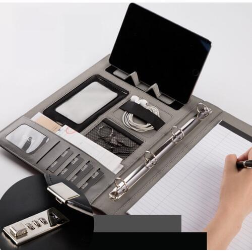 A4 Fichario Binder Document File Folder With Lock Business Organizer Ring Cabinet Holder Manager Padfolio Password Briefcase Bag
