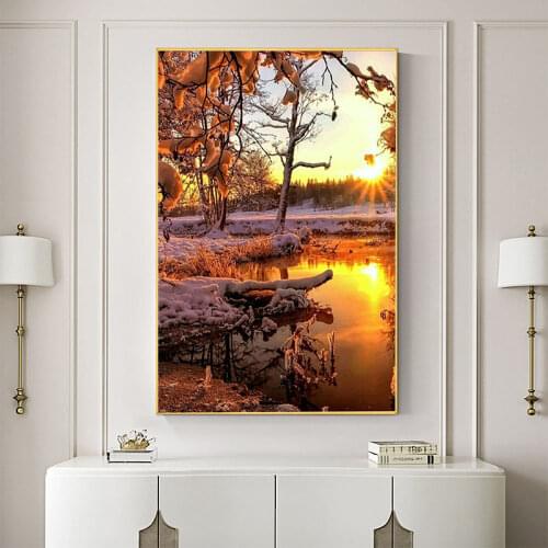 Landscape Sunset Seascape DIY Cross Stitch Embroidery 11CT Kits Craft Needlework Set Printed Canvas Cotton Thread Room