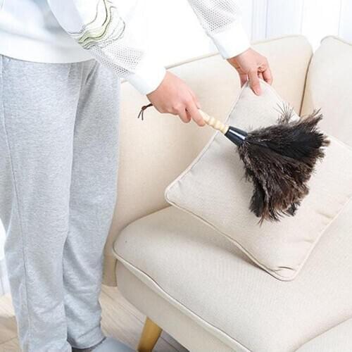 Duster Anti-Static Ostrich Duster Feather Fur Brush Dust Cleaning Tool Wooden Handle Household Electrostatic Dust Cleaning Tool