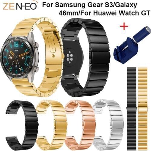 Stainless steel Wrist band For Huawei Watch GT Strap for Samsung Gear S3 Frontier Classic Galaxy 46mm Bracelet watch band 22mm