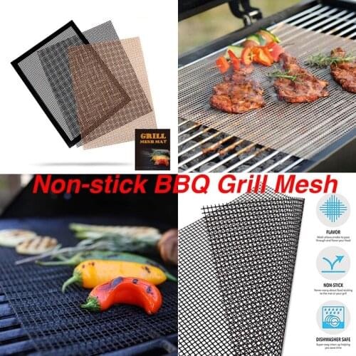 40*30 Grid Shape Non-stick BBQ Mesh Mat Baking Liners Reusable Barbecue Wire Mesh Heat Accessories Outdoor Cooking Picnic Tools